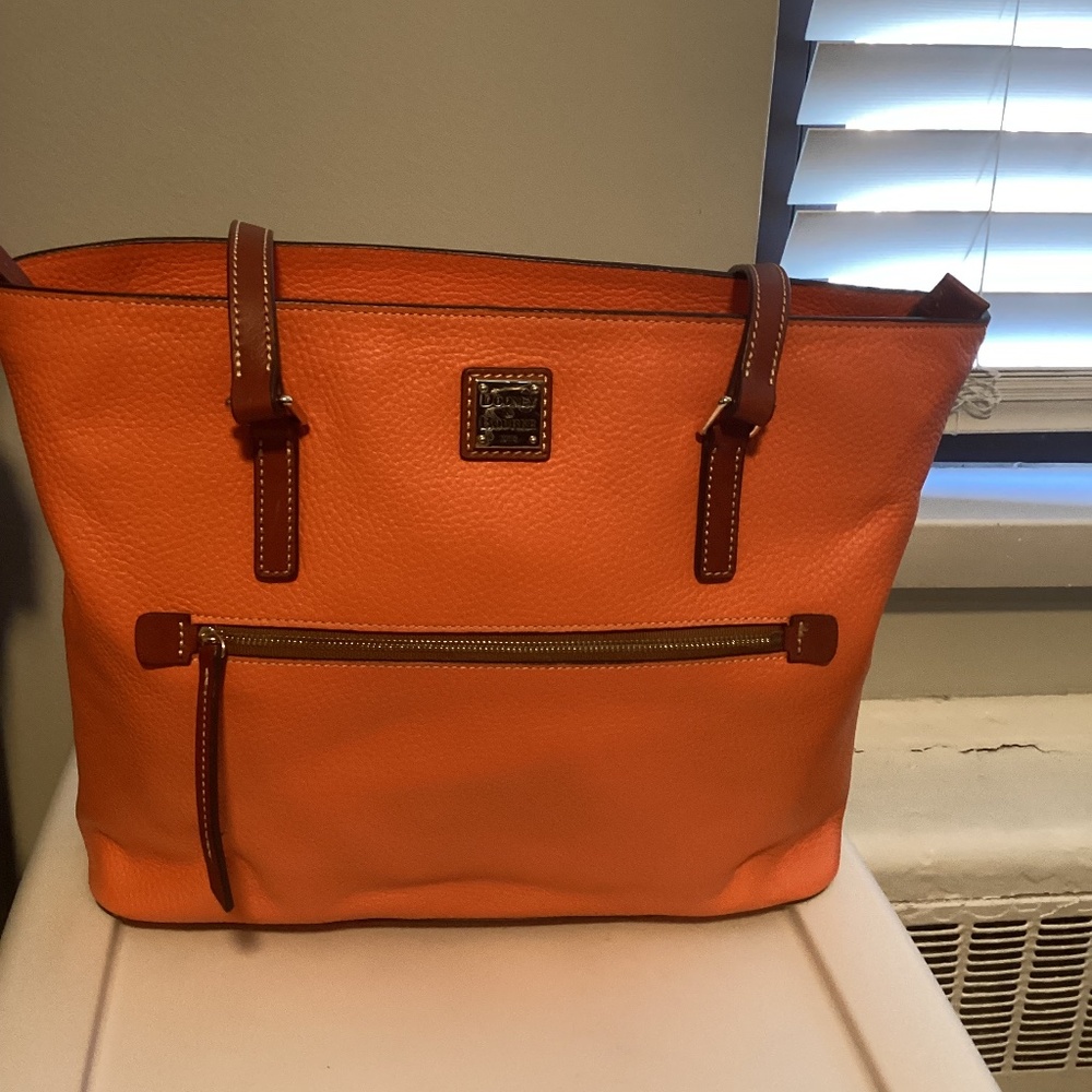Dooney and Bourke Pebble Grain Large Shopper, clementine.